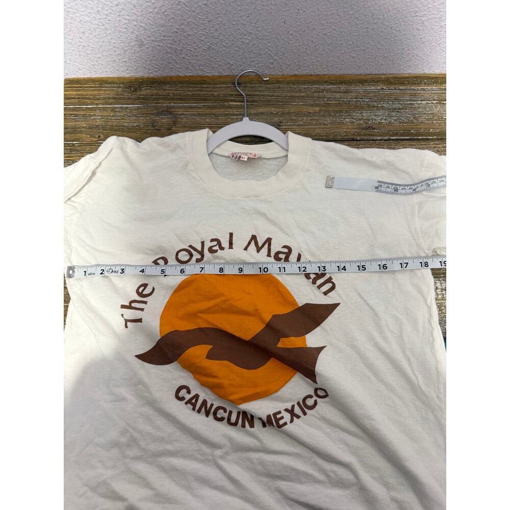 Vintage The Royal Mayan Cancun Mexico T-Shirt White Small Single Stitch 80s 90s - Picture 5 of 6